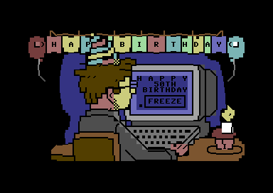 Happy Petscii Birthday Freeze - Birthday Scene